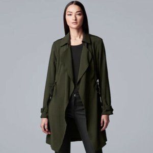Simply Vera Wang Size XS Fly Away Trench Jacket Lightweight Olive Green